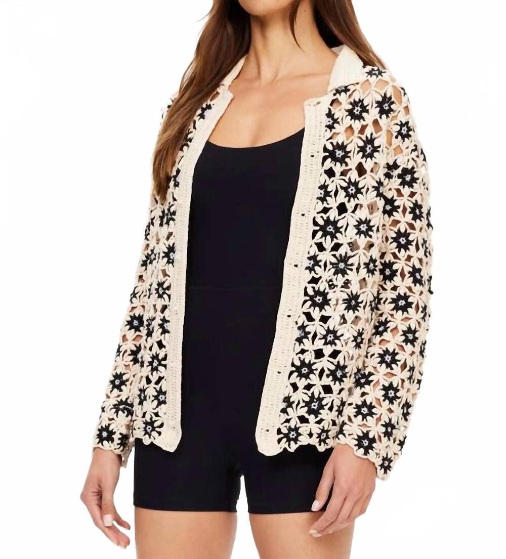 NEW THE UPSIDE women's luminary malia crochet shirt in natural